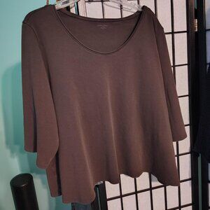 Eileen Fisher woman 3x brown 100% organic cotton T-shirt
